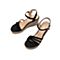 Teenmix/天美意夏新款商场同款黑色印花坡跟女皮凉鞋CC413BL9