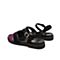 Teenmix/天美意夏新款商场同款黑色交叉拼色磨砂女皮凉鞋CFJ09BL9