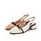 Teenmix/天美意夏新款商场同款米色女羊皮方头凉鞋CAD32BH9