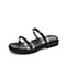 Teenmix/天美意夏新款商场同款黑色漆牛皮革/胶片女皮凉鞋AT771BT9