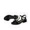 Teenmix/天美意夏新款商场同款黑色亮钻一字带女皮凉鞋6Z217BL9
