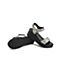 Teenmix/天美意夏新款商场同款银色一字带坡跟女皮凉鞋AT651BL9