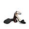 Teenmix/天美意夏新款商场同款黑色一字带通勤羊绒女凉鞋AU171BL9