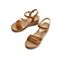 Teenmix/天美意夏新款商场同款土黄色坡跟一字带女皮凉鞋AT701BL9
