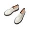 Teenmix/天美意秋新款米白色英伦学院风系带低跟女皮鞋CN320CM9