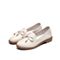 Teenmix/天美意秋新款商场同款米白色牛皮革蝴蝶结气质女单鞋CCJ04CQ9