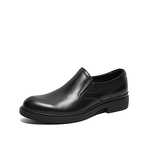Teenmix/天美意秋新款商场同款黑色商务套脚有型气质牛皮男休闲鞋2OX02CM9