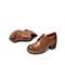 Teenmix/天美意秋新款商场同款棕色绑带布洛克女皮鞋6E829CM9