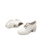 Teenmix/天美意秋新款白色英伦风粗高跟绒面系带女皮单鞋S1805CM9