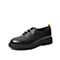 Teenmix/天美意秋新款商场同款黑色英伦风系带牛皮革女皮单鞋AU581CM9
