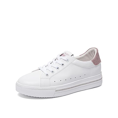 Teenmix/天美意秋新款商场同款白粉色厚底闪片女鞋AU511CM9