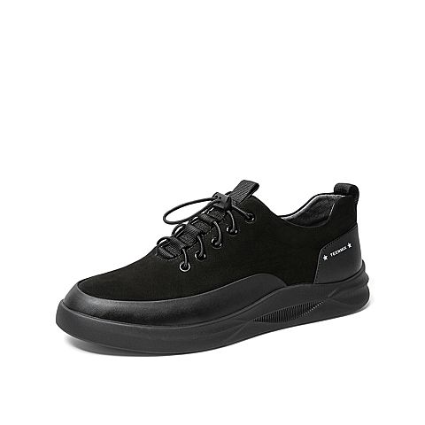 Teenmix/天美意秋新款商场同款黑色厚底绑带男休闲鞋2PM01CM9