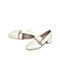 Teenmix/天美意秋新款商场同款米白色复古粗跟羊皮革女单鞋AU801CQ9