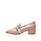 Teenmix/天美意秋新款商场同款粉色复古粗跟羊皮革女单鞋AU801CQ9