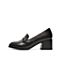 Teenmix/天美意秋新款商场同款黑色浅口粗跟皮带扣女皮单鞋AU781CQ9