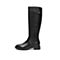 Teenmix/天美意冬新款商场同款黑色优雅长靴女牛皮革方跟靴子CBE81DG9