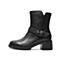 Teenmix/天美意冬新款商场同款黑色/皮面舒适金属扣拉链皮靴方跟女中靴COK61DZ9