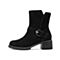 Teenmix/天美意冬新款商场同款黑色舒适金属扣拉链皮靴方跟女中靴COK61DZ9