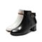 Teenmix/天美意冬新款米色优雅短靴女粗高跟牛皮革靴子COP47DD9