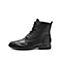 Teenmix/天美意冬新款商场同款黑色/绒里牛皮革短靴女布洛克系带皮靴CBQ63DD9