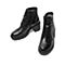 Teenmix/天美意冬新款商场同款黑色/毛里时尚英伦马丁短靴女粗高跟皮靴CFE43DD9