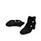 Teenmix/天美意冬新款商场同款黑色羊绒皮革短靴女粗高跟时装靴CO741DD9