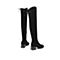 Teenmix/天美意冬新款黑色欧美时尚牛皮革女粗跟皮长靴3004ADC9