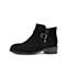 Teenmix/天美意冬新款商场同款黑色羊皮革英伦简约短靴女方跟拉链皮靴踝靴AV461DD9