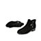 Teenmix/天美意冬新款商场同款黑色羊皮革英伦简约短靴女方跟拉链皮靴踝靴AV461DD9