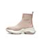 Teenmix/天美意冬新款商场同款粉色钻饰厚底袜靴女休闲短靴AV341DD9