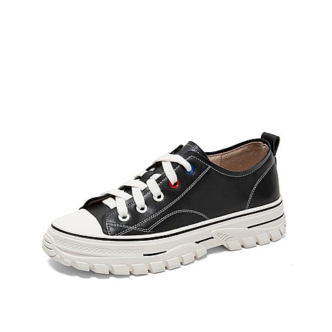 Teenmix/天美意秋新款商场同款黑色低帮小白鞋女休闲鞋AV601CM9