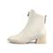 Teenmix/天美意冬新款商场同款白色方跟简约休闲牛皮革短靴女皮靴CON43DD9