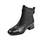 Teenmix/天美意冬新款商场同款黑色方跟简约休闲牛皮革短靴女皮靴CON43DD9