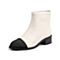 Teenmix/天美意冬新款商场同款白色拼接方跟时尚短靴皮靴AV691DD9