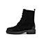 Teenmix/天美意冬新款黑色剖层牛皮革舒适方跟马丁靴女中靴CF161DZ9