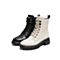 Teenmix/天美意冬新款商场同款黑绒里英伦风系带牛皮革马丁靴女短靴AV771DD9