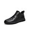 Teenmix/天美意冬新款商场同款黑色单里褶皱设计软面牛皮革男休闲鞋低靴CQF02DD9
