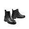 Teenmix/天美意冬新款商场同款黑绒里英伦风方跟牛皮革切尔西靴女皮靴AV881DD9