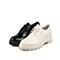 Teenmix/天美意2020春新款商场同款黑色厚底锯齿系带漆皮牛皮革女皮鞋CKG22AM0