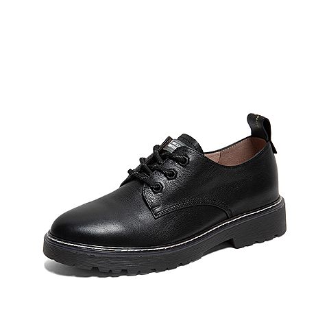 Teenmix/天美意2020春新款商场同款圆头休闲牛皮革女皮鞋CLY23AM0