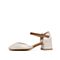 Teenmix/天美意2020夏商场同款方头纯色一字扣带女皮凉鞋CAD41BK0