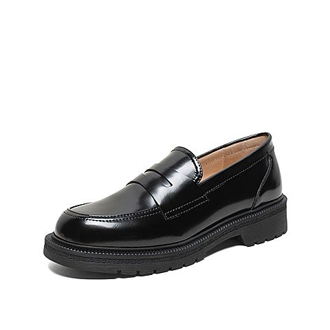 Teenmix/天美意2020春新款时尚纯色英伦风女皮鞋乐福鞋A1916AQ0