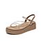 Teenmix/天美意2020夏新款商场同款时尚水钻编织底坡跟女皮凉鞋CT103BL0