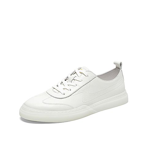 Teenmix/天美意2020夏新款商场同款减龄小白鞋系带牛皮革男休闲鞋2TK01BM0
