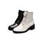 Teenmix/天美意2020冬新款商场同款时尚绑带粗方跟牛皮革时装单绒毛女短靴COK44DD0