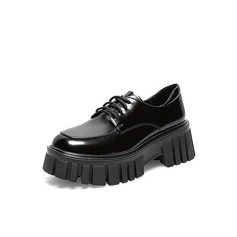 Teenmix/天美意2021春新款商场同款英伦厚底增高光面牛皮革女单鞋CYT20AM1