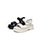 Teenmix/天美意2021夏新款商场同款一字式扣带复古罗马鞋牛皮革女凉鞋CXU02BL1
