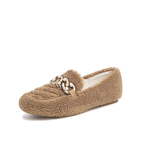 Teenmix/天美意2021冬新款可爱毛毛鞋豆豆鞋女休闲鞋1MMX2DA1