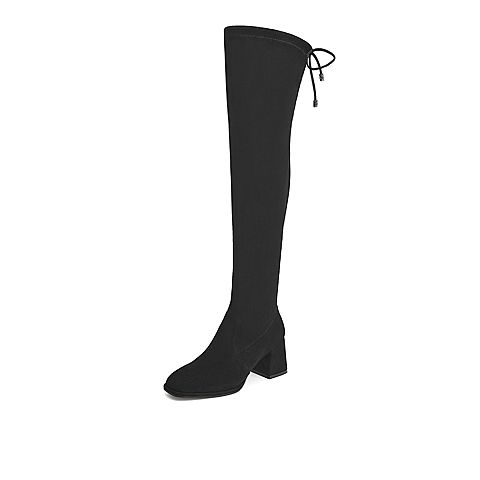 Teenmix/天美意2021冬商场同款弹力瘦瘦靴粗高跟性感女长靴BB451DC1