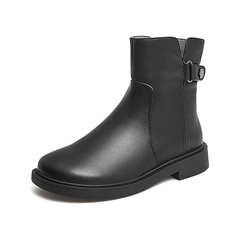 Teenmix/天美意2021冬新款商场同款时尚气质休闲时装靴女皮中靴CVB60DZ1